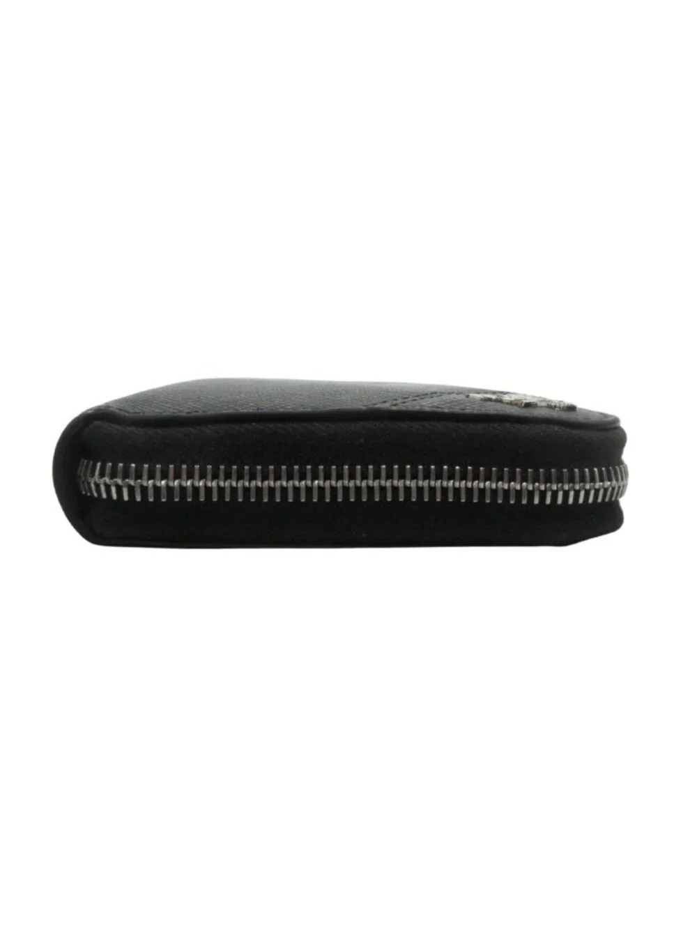 Prada Saffiano Metal Wallet Case Round Zip Triangle Logo Black